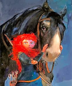 Brave Merida And Her Horse paint by number