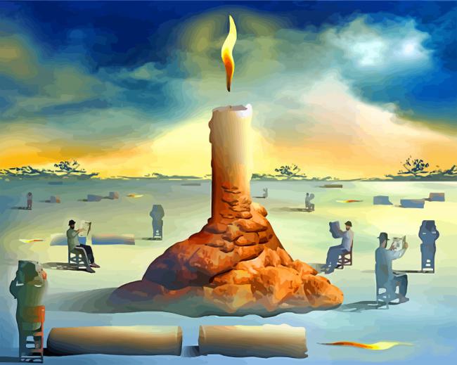 Candle Surrealist Art paint by number