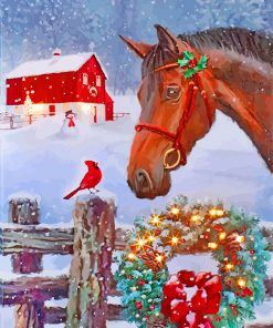 Christmas Horse SceneChristmas Horse Scene paint by numbers