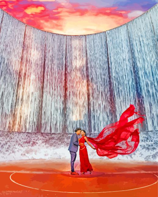 Couple In Houston Waterwall paint by number