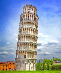 Leaning Tower Of Pisa Square Scaled paint by numbers