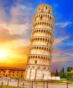 leaning tower sunset paint by number