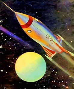 Rocket Ship In Space paint by numbers