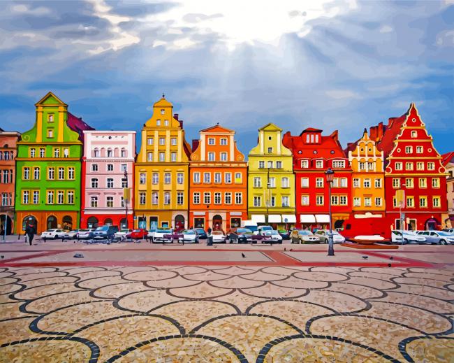 salt market square colorful buildings paint by numbers