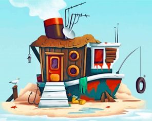 Houseboat Illustration paint by numbers