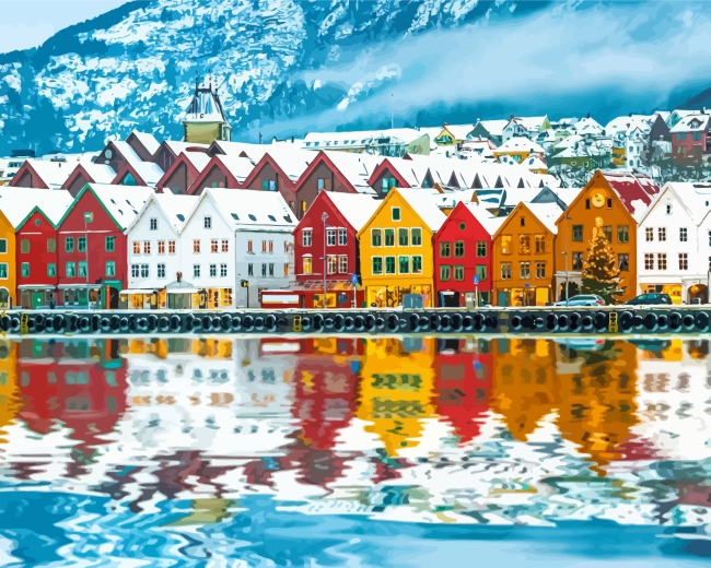 Norway Buildings paint by numbers