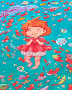 Ponyo Animation Art Paint by numbers