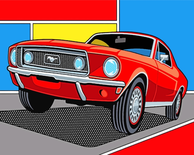 Red Mustang Car paint by numbers