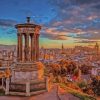 Sunset Dugald Stewart Monument paint by numbers