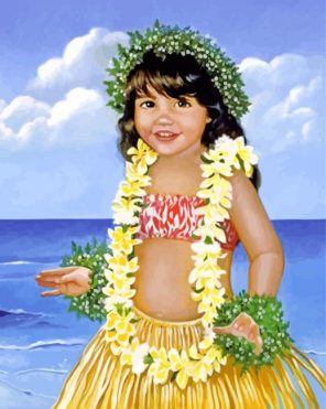 Adorable Hawaiian Girl paint by numbers
