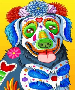 Aesthetic Sugar Skull Dog paint by numbers