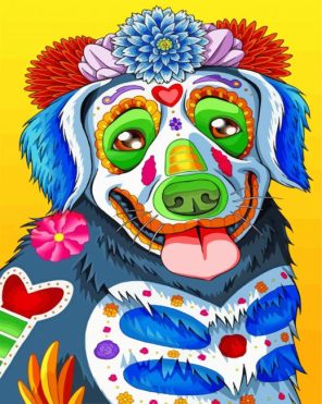 Aesthetic Sugar Skull Dog paint by numbers