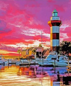 Hilton Head Harbour Town Lighthouse paint by numbers