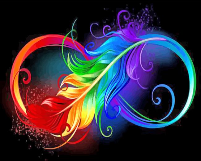 Infinity Colorful Feather paint by numbers