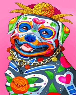 Sugar Skull Dog paint by numbers
