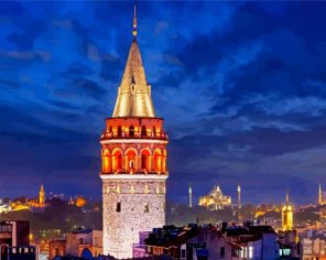 Galata Tower At Night Paint By Numbers