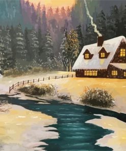 Snowy Lodge Paint By Numbers
