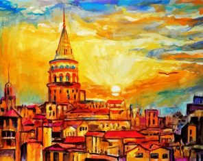 Sunset Of Galata Tower Paint By Numbers