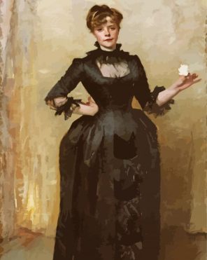Lady With With Black Dress Paint By Numbers
