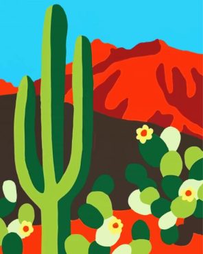 Colorful Cactus Paint By Numbers