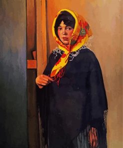 Lady Wearing Scarf Paint By Numbers