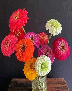 Colorful Zinnias Paint By Numbers
