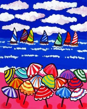 Seaside Umbrellas Paint By Numbers