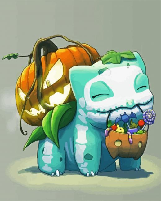 Bulbasaur In Halloween Paint By Numbers