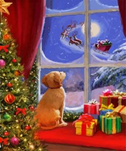 Dog Watching Santa Paint By Numbers