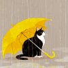 Yellow Umbrella And kitty Paint By Numbers