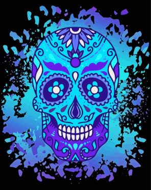 Blue Sugar Skull Paint By Numbers