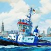 Blue Sea Boat Paint By Numbers