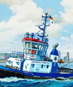 Blue Sea Boat Paint By Numbers