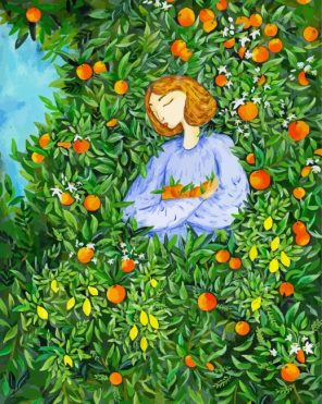Girl In Orange Orchard Paint By Numbers