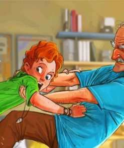 Stylish Grandpa With Son Paint By Numbers