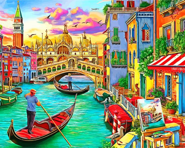 Venice Gondolas Art Paint By Numbers