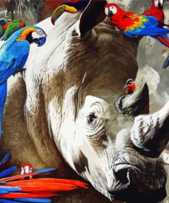 Adorable Rhino Paint By Numbers