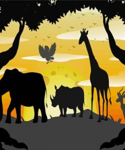 Safari Silhouette Paint By Numbers
