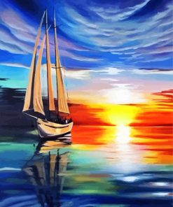 Colorful Sail Boat Paint By Numbers