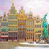Snowy Antwerp Houses Paint By Numbers