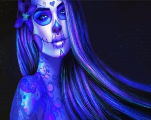 Blue Skull Paint By Numbers