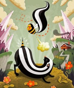 Cute Bee And Skunks Paint By Numbers