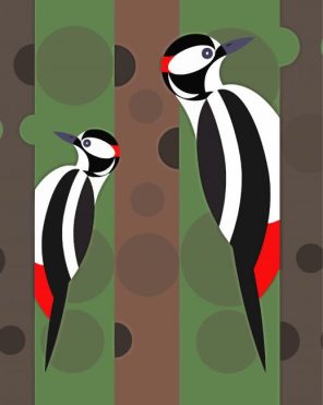Artisic Woodepeckers Paint By Numbers