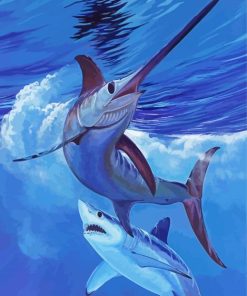 Sailfich And Shark Paint By Numbers