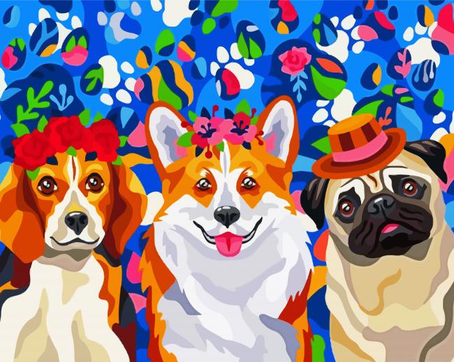Cute Dogs Paint By Numbers