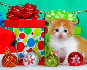 Christmas Kitty Paint By Numbers