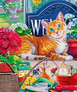 Kitty With Flowers Paint By Numbers