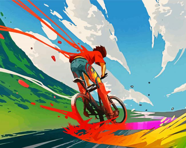 Colorful Cyclist Paint By Numbers