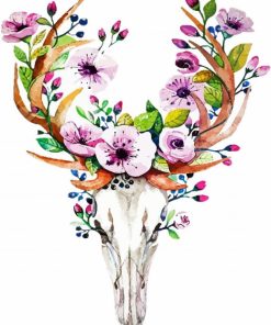 Flowering Deer Skull Paint By Numbers
