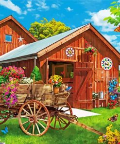 Flowers And Barn Paint By Numbers